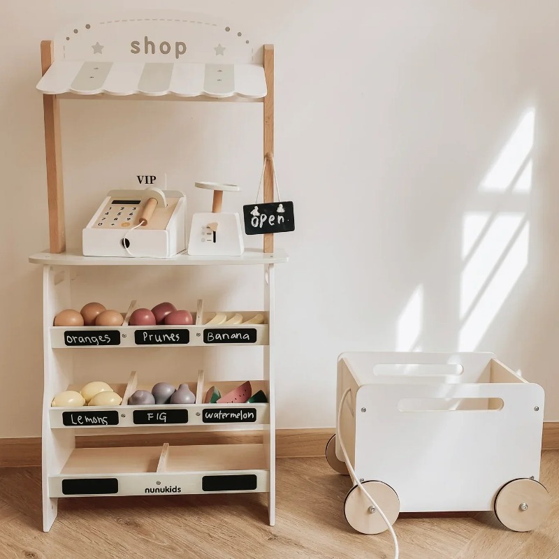 Toy Cash Register - Rak Buah Mainan Kayu Gaya Alami